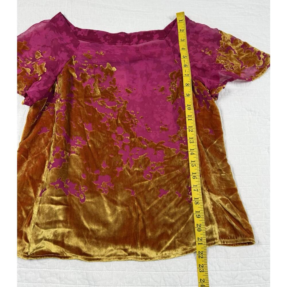 Anthropologie Maeve Top Women XS Ombré Shimmer Tee Velvet Burnout Fairy Silk - Picture 6 of 8